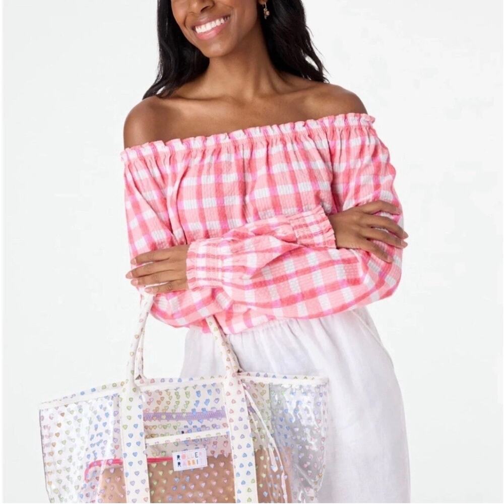 Roller Rabbit Posey Plaid Melia Cropped Top Size Small Pink Gingham Milkmaid